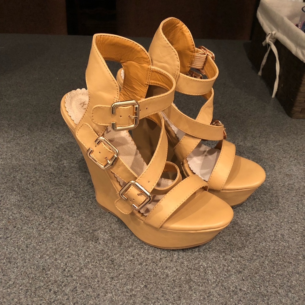 Strappy Nude Wedges